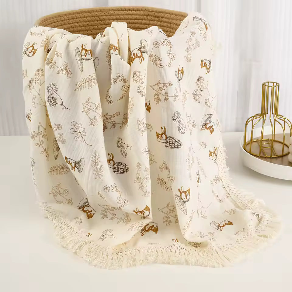 Drift Premium Cotton Muslin Baby Swaddle with Tassels