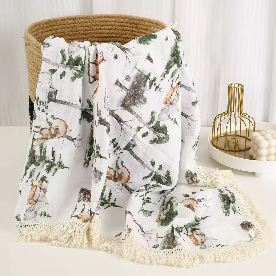 Drift Premium Cotton Muslin Baby Swaddle with Tassels