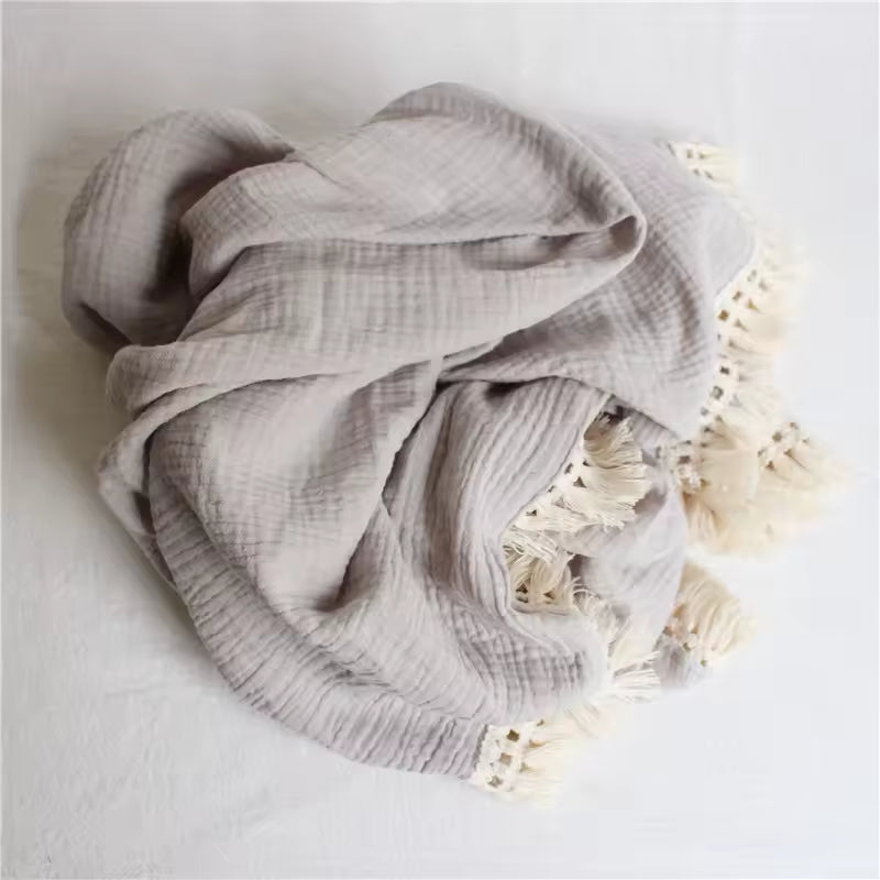 Drift Premium Cotton Muslin Baby Swaddle with Tassels