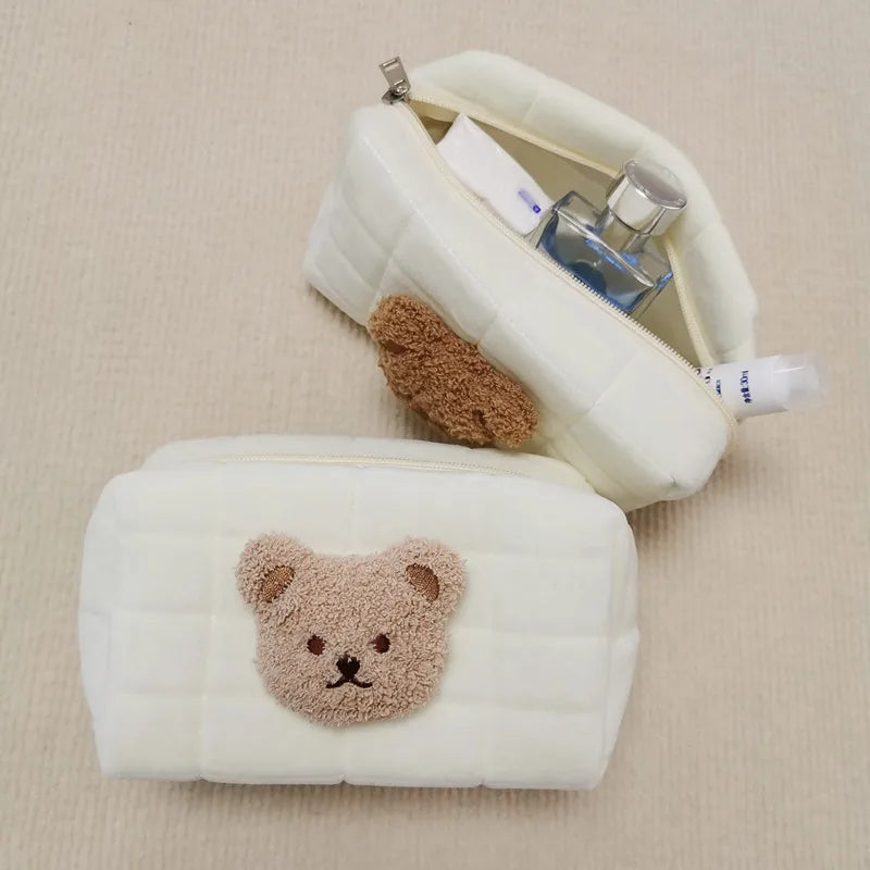 BearHug Embroidery Cotton Baby Toiletry & Diaper Pouch