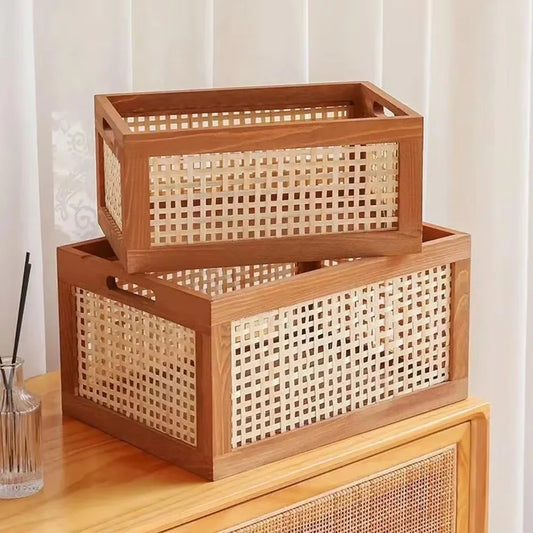 Vintage Rattan Storage Box