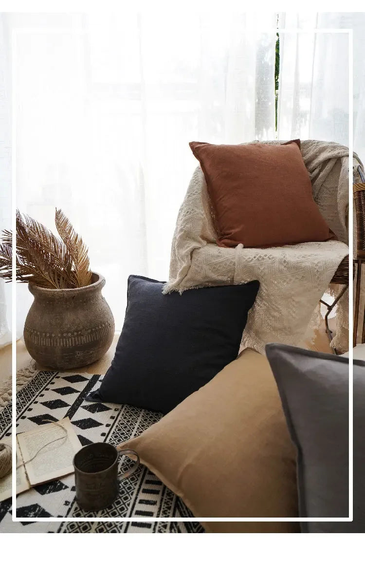 Ramie Cotton Throw Pillowcases