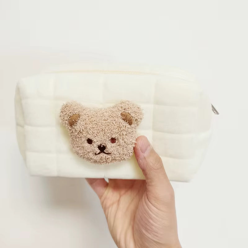BearHug Embroidery Cotton Baby Toiletry & Diaper Pouch