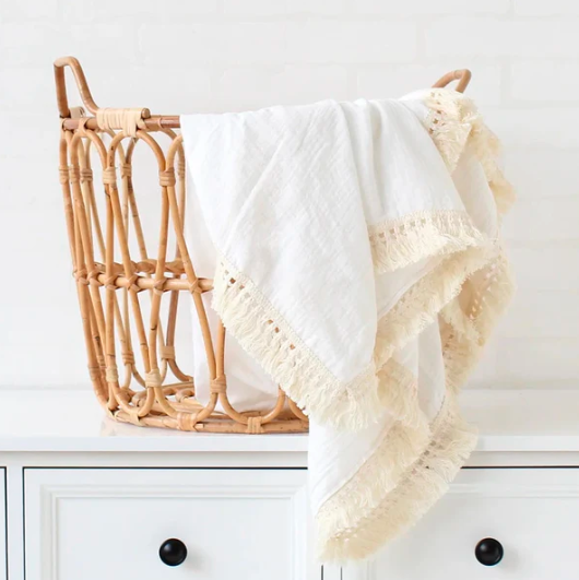 Drift Premium Cotton Muslin Baby Swaddle with Tassels