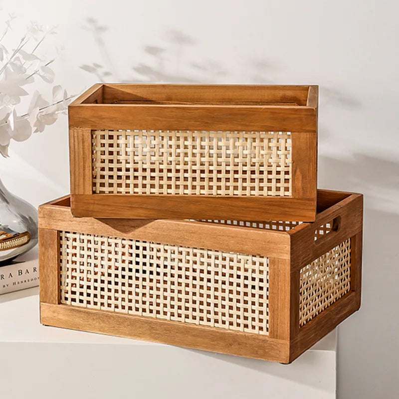 Vintage Rattan Storage Box
